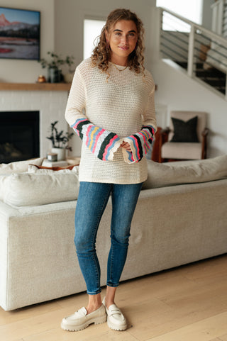 Shopin La End of the Story Striped Sleeve Sweater