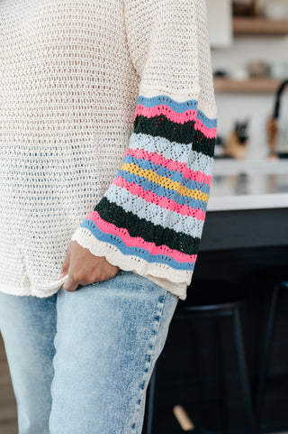 Shopin La End of the Story Striped Sleeve Sweater