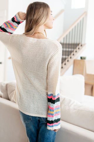Shopin La End of the Story Striped Sleeve Sweater