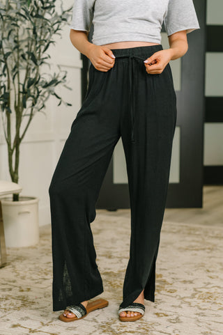 Zenana Essential Feeling Straight Leg Lounge Pants in Light in Black