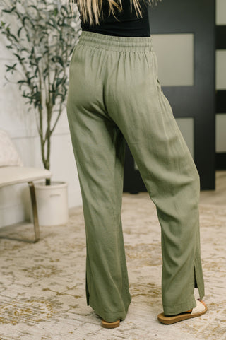 Zenana Essential Feeling Straight Leg Lounge Pants in Light in Olive