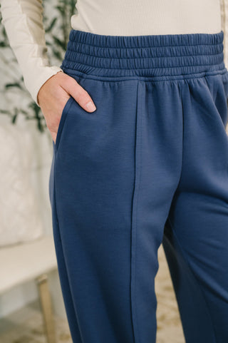 Zenana Every Second, Every Hour Jogger Bottoms in Blue Indigo