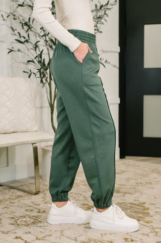 Zenana Every Second, Every Hour Jogger Bottoms in Dark Forest