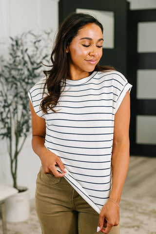 Haptics Everything In Between Striped Cap Sleeve Tee