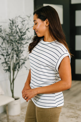 Haptics Everything In Between Striped Cap Sleeve Tee