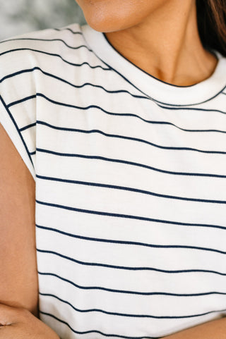 Haptics Everything In Between Striped Cap Sleeve Tee