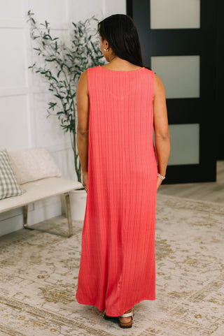 Dear Scarlett Everything She Wants Sleeveless Maxi Dress in Coral