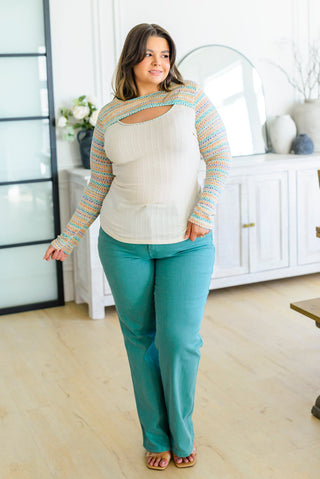 White Birch Evidently Extra Peekaboo Cut Out Top