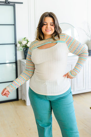White Birch Evidently Extra Peekaboo Cut Out Top