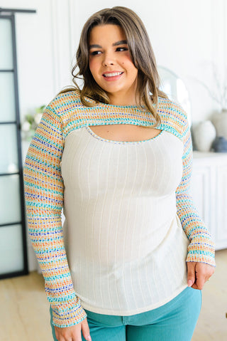 White Birch Evidently Extra Peekaboo Cut Out Top