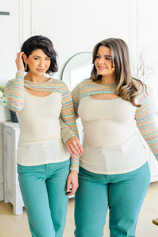White Birch Evidently Extra Peekaboo Cut Out Top