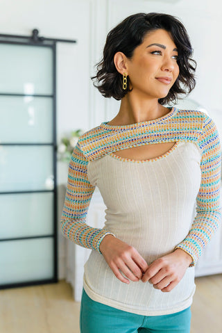 White Birch Evidently Extra Peekaboo Cut Out Top