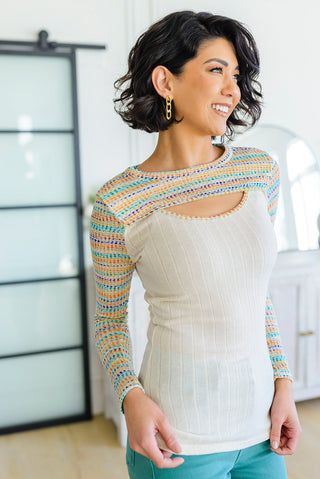 White Birch Evidently Extra Peekaboo Cut Out Top