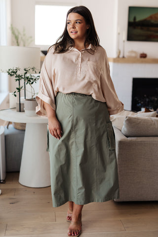 Andree By Unit In Your Thoughts Oversized Dolman Sleeve Top in Champagne