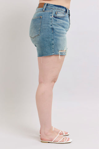 Judy Blue Mid Rise Vintage Button Fly Denim Short 150294