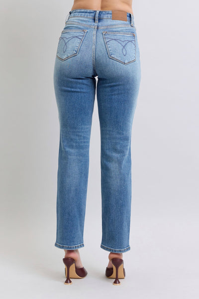 Judy Blue High Rise Vintage Wash Thermal Straight Denim Jeans 82632-Jeans-Sunshine and Wine Boutique