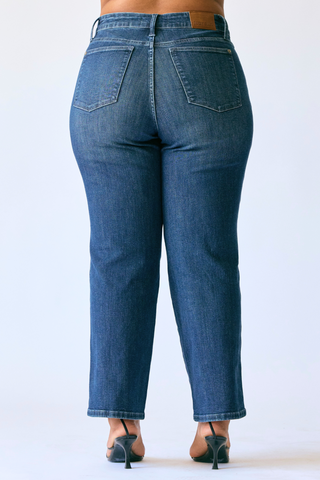 Judy Blue Mid Rise Tummy Control Classic Straight Denim Jeans 88861 - Petite