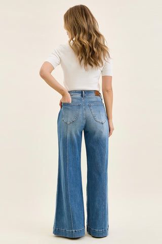 Judy Blue High Waist Liza Palazzo Shield Pocket Denim Jeans 881160 - 3 Inseam Options