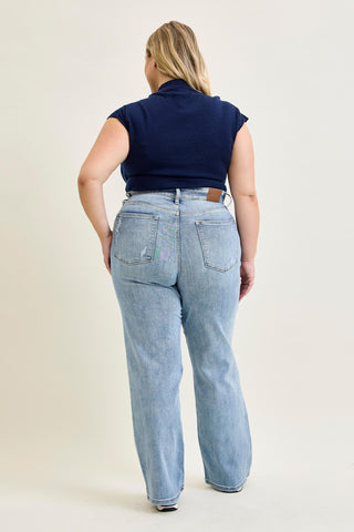 Judy Blue High Waist Light Wash Straight Denim Jeans 82501