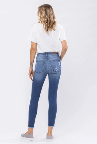 Judy Blue High Rise Destroyed Hem Skinny Denim Jeans 82206
