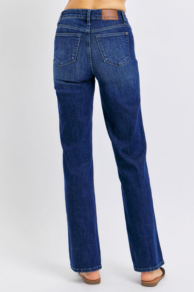 Judy Blue Mid Rise "Tummy Control" Classic Straight Denim 88861-Jeans-Sunshine and Wine Boutique