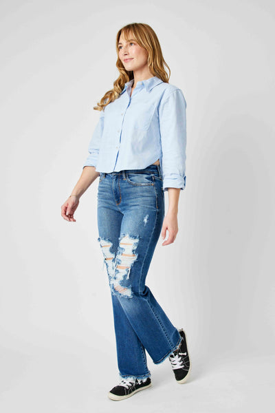 Judy Blue Mid Rise Dad Denim 82605-Jeans-Sunshine and Wine Boutique