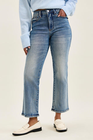 Judy Blue High Waist Tummy Control Peggy Ankle Straight Denim Jeans 881166