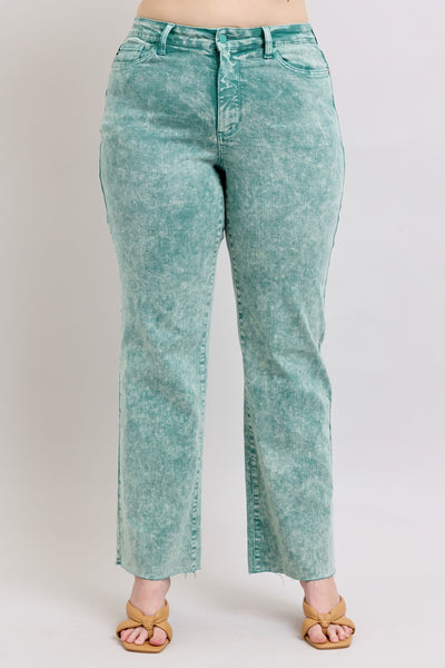 Judy Blue High Waist Garment Dyed Sea Green Dad Denim Jeans 88966-Jeans-Sunshine and Wine Boutique