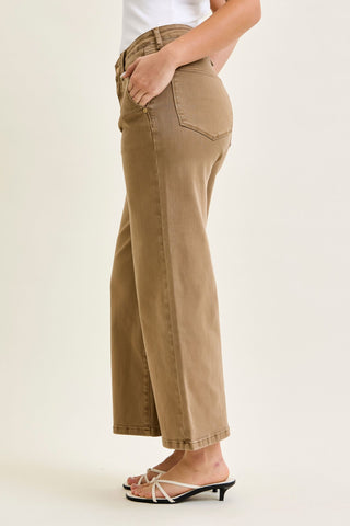 Judy Blue High Waist Golden Brown Ankle Wide Leg Denim Jeans 881095