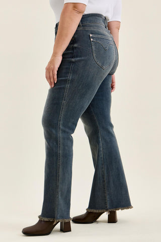 Judy Blue High Waist Double Button Vintage Grey Cast Daisy Bootcut Denim Jeans 82734