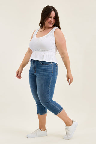 Judy Blue Mid Rise Capri Denim Jeans 72122