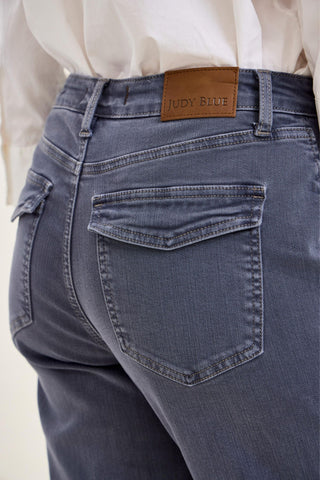 Judy Blue High Waist Aurora Weekender Garment Dyed Vintage Indigo Cuffed Slim Straight Jogger Denim Jeans 881194