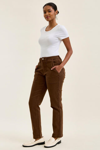 Judy Blue High Waist Aurora Weekender Garment Dyed Mahogany Slim Straight Jogger Denim Jeans 881196