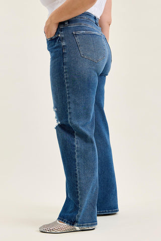 Judy Blue High Waist Rigid Magic Adjustable Tabs Column Straight Denim Jeans 881115