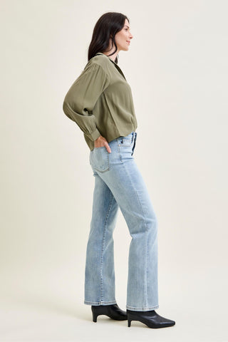 Judy Blue High Waist Light Wash Straight Denim Jeans 82501