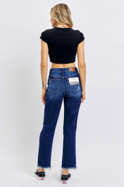 Judy Blue High Waist Rigid Magic Heavy Destroy Straight Jeans 88819-Jeans-Sunshine and Wine Boutique