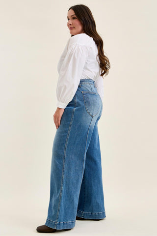 Judy Blue High Waist Liza Palazzo Shield Pocket Denim Jeans 881160 - 3 Inseam Options