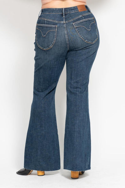 Judy Blue High Waist Tummy Control Shield Back Pocket Flare Denim Jeans 88882-Jeans-Sunshine and Wine Boutique