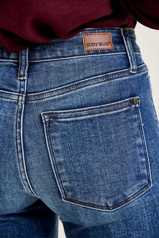 Judy Blue Basic Mid Rise Cuffed Slim Denim Jeans 82428
