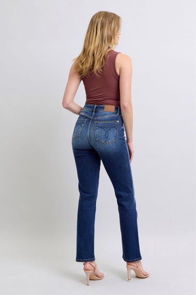 Judy Blue High Rise Vintage Wash Thermal Straight Denim Jeans 82631-Jeans-Sunshine and Wine Boutique