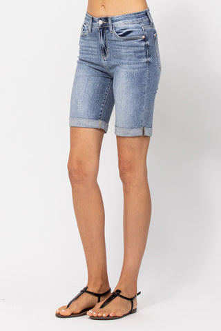 Judy Blue High Waist Bermuda Cuffed Denim Short 15226