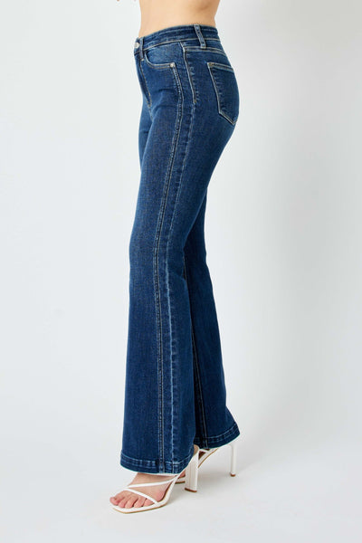 Judy Blue High Waist Angled Side Seam Detail Flare Denim 82538-Jeans-Sunshine and Wine Boutique