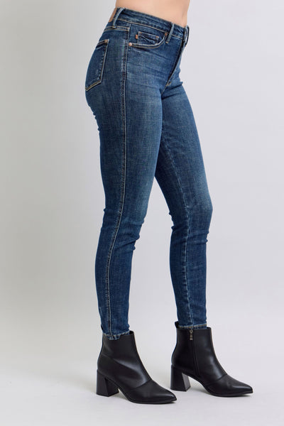 Judy Blue Mid Rise Tummy Control Classic Vintage Skinny Denim Jeans 88881-Jeans-Sunshine and Wine Boutique