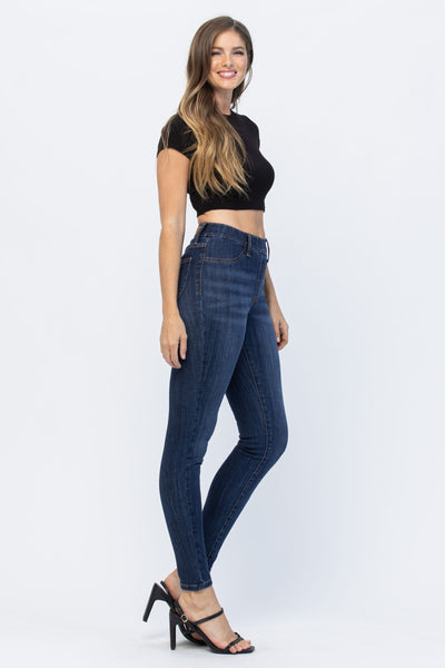 Judy Blue High Waist Pull-On w/ Front + Back Patch Pockets Skinny Denim 88539-Jeans-Sunshine and Wine Boutique