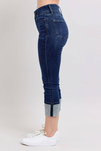 Judy Blue High Waist Double Button Capri Denim Jeans 72118-Jeans-Sunshine and Wine Boutique