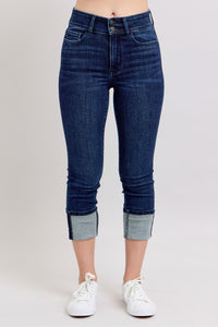Judy Blue High Waist Double Button Capri Denim Jeans 72118-Jeans-Sunshine and Wine Boutique