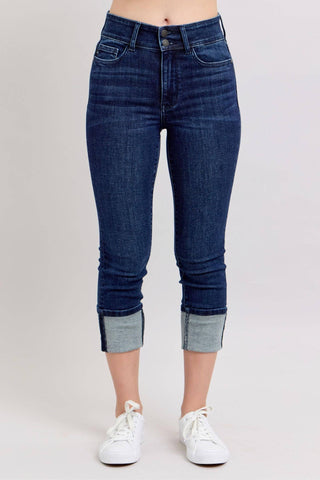 Judy Blue High Waist Double Button Capri Denim Jeans 72118-Jeans-Sunshine and Wine Boutique