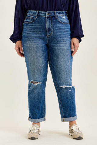 Judy Blue High Waist Rigid Magic Billie Cuffed Boyfriend Denim Jeans 881189