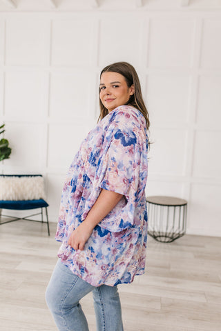 Jodifl Fabled in Floral Draped Peplum Top in Blue