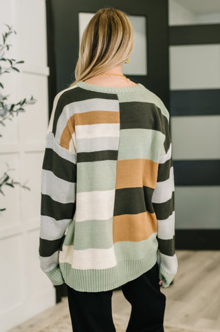 Haptics Fall Into Us Color Block Knit Pullover